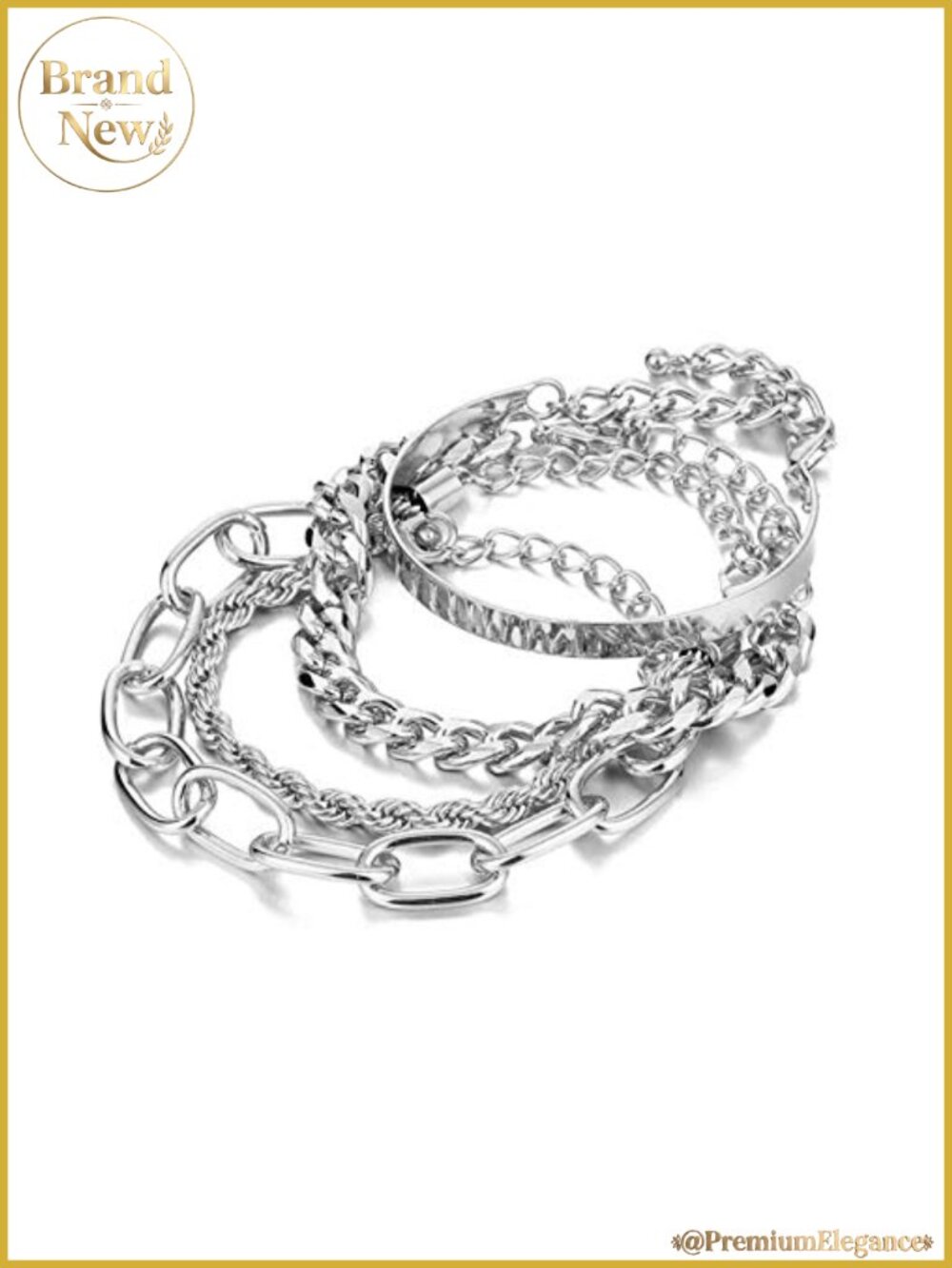 14K Gold Plated Dainty Layered Chain Bracelets Set for Women, 4 Hypoallergenic